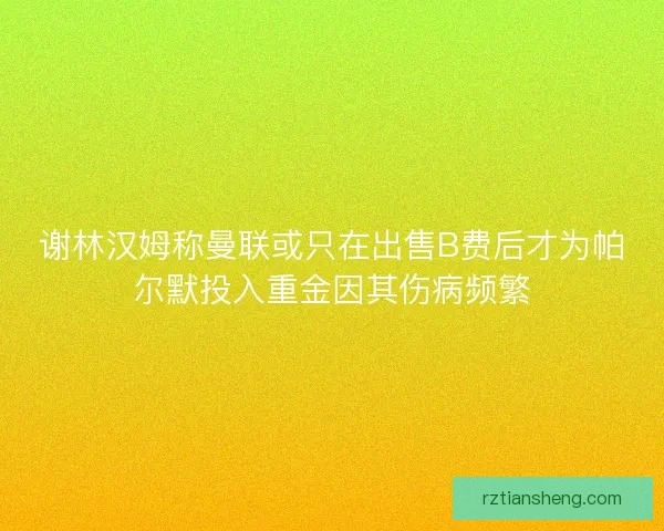 谢林汉姆称曼联或只在出售B费后才为帕尔默投入重金因其伤病频繁
